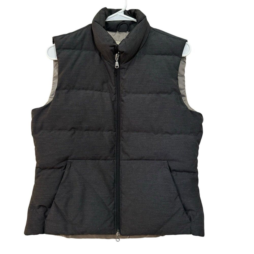 Eddie Bauer Full Zip‎ Goose Down Fill Gray Puffer Vest Women's S